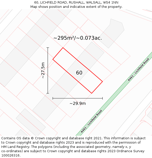 60, LICHFIELD ROAD, RUSHALL, WALSALL, WS4 1NN: Plot and title map