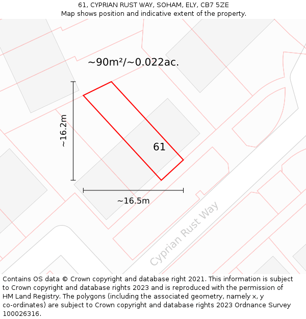 61, CYPRIAN RUST WAY, SOHAM, ELY, CB7 5ZE: Plot and title map
