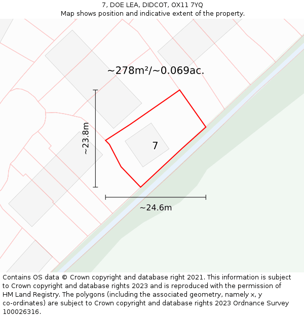 7, DOE LEA, DIDCOT, OX11 7YQ: Plot and title map