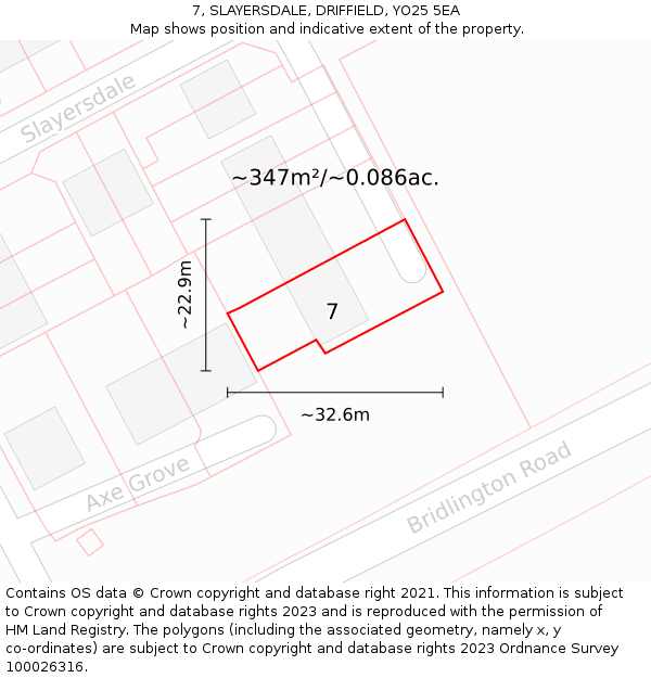 7, SLAYERSDALE, DRIFFIELD, YO25 5EA: Plot and title map