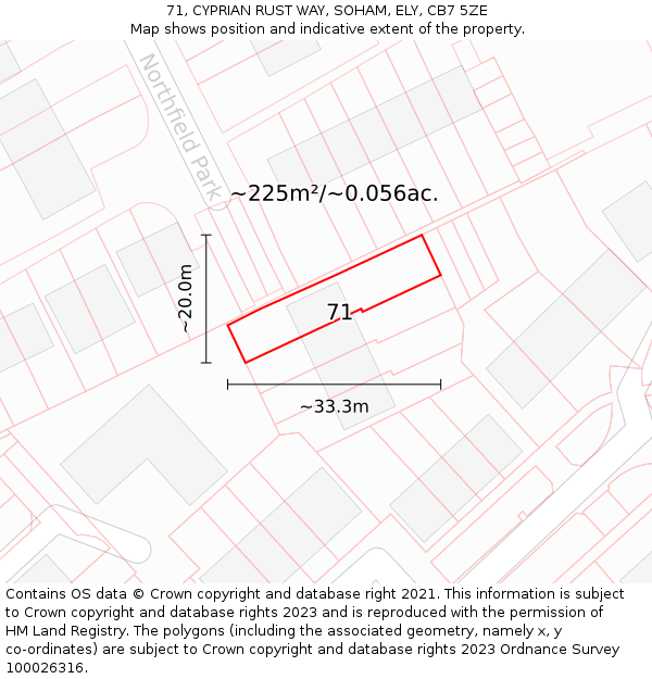 71, CYPRIAN RUST WAY, SOHAM, ELY, CB7 5ZE: Plot and title map