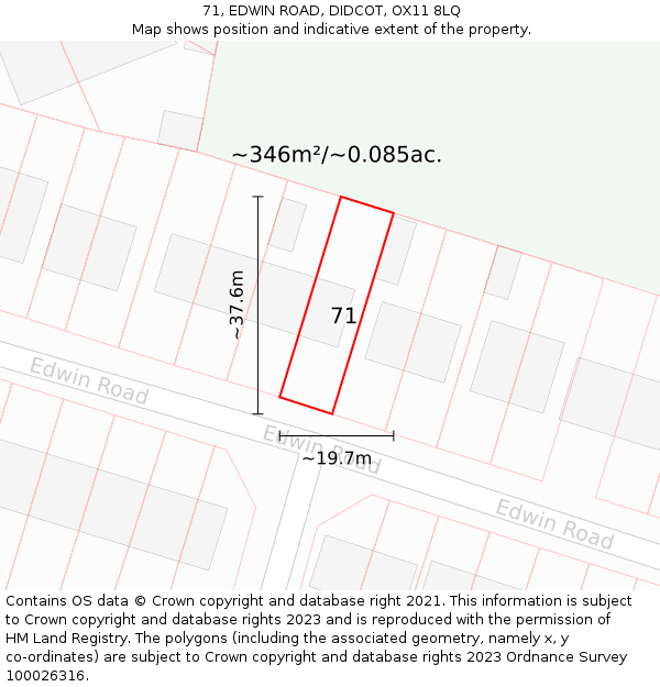 71, EDWIN ROAD, DIDCOT, OX11 8LQ: Plot and title map