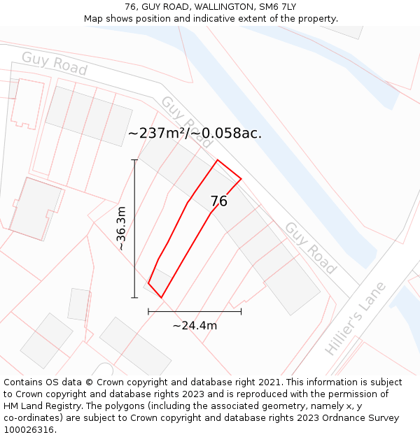 76, GUY ROAD, WALLINGTON, SM6 7LY: Plot and title map