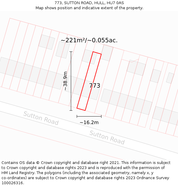 773, SUTTON ROAD, HULL, HU7 0AS: Plot and title map
