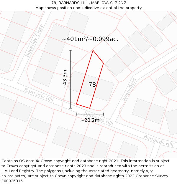 78, BARNARDS HILL, MARLOW, SL7 2NZ: Plot and title map