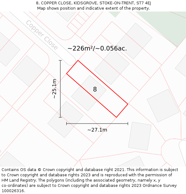 8, COPPER CLOSE, KIDSGROVE, STOKE-ON-TRENT, ST7 4EJ: Plot and title map
