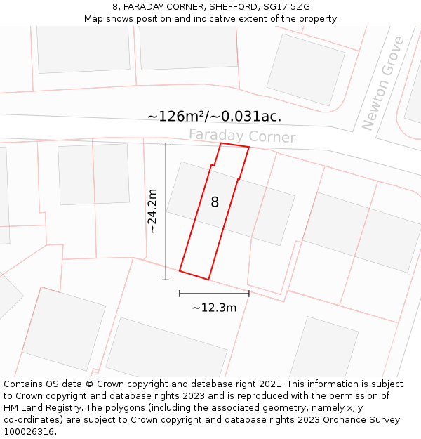 8, FARADAY CORNER, SHEFFORD, SG17 5ZG: Plot and title map