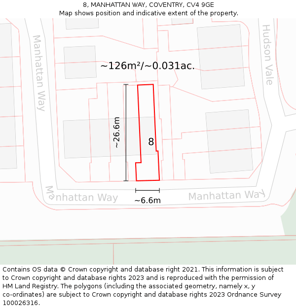 8, MANHATTAN WAY, COVENTRY, CV4 9GE: Plot and title map