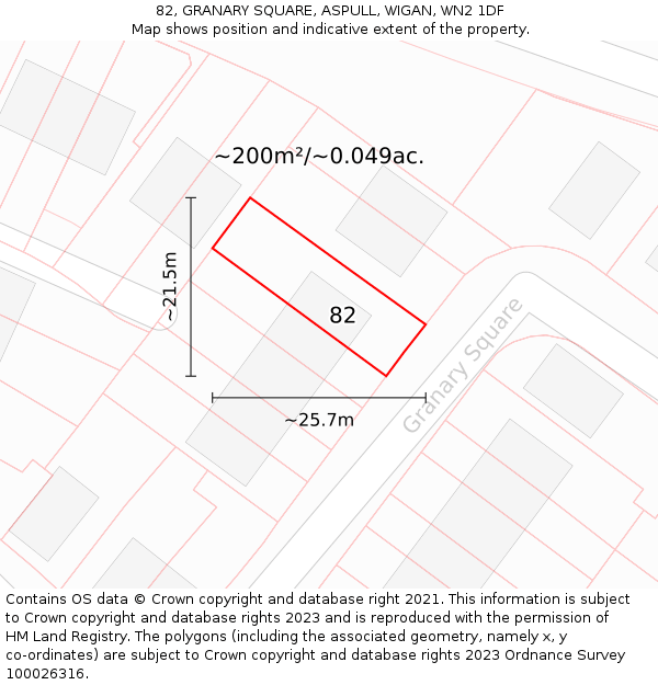 82, GRANARY SQUARE, ASPULL, WIGAN, WN2 1DF: Plot and title map