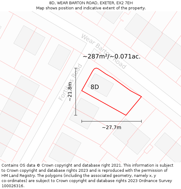 8D, WEAR BARTON ROAD, EXETER, EX2 7EH: Plot and title map