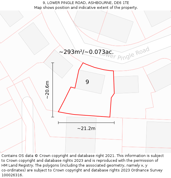 9, LOWER PINGLE ROAD, ASHBOURNE, DE6 1TE: Plot and title map