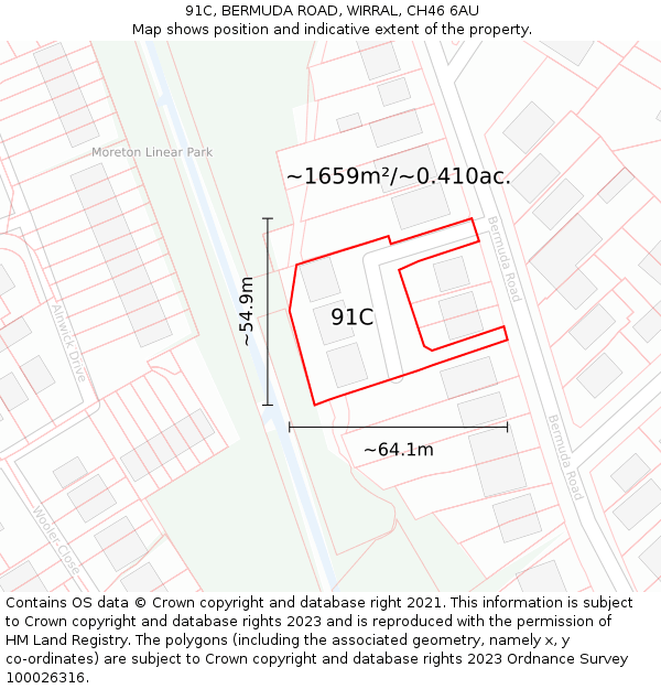 91C, BERMUDA ROAD, WIRRAL, CH46 6AU: Plot and title map