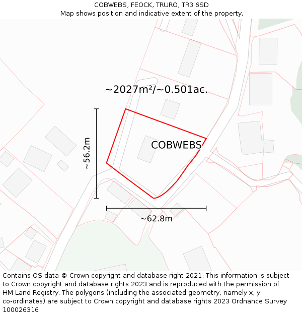 COBWEBS, FEOCK, TRURO, TR3 6SD: Plot and title map