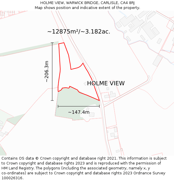 HOLME VIEW, WARWICK BRIDGE, CARLISLE, CA4 8RJ: Plot and title map