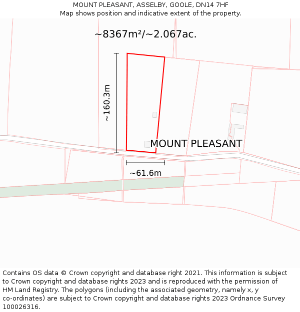 MOUNT PLEASANT, ASSELBY, GOOLE, DN14 7HF: Plot and title map