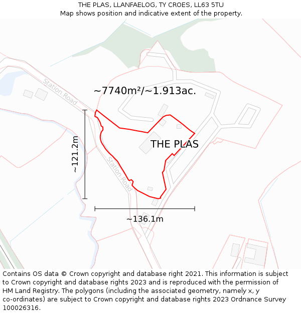 THE PLAS, LLANFAELOG, TY CROES, LL63 5TU: Plot and title map
