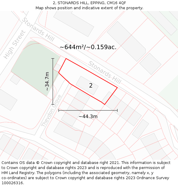 2, STONARDS HILL, EPPING, CM16 4QF: Plot and title map