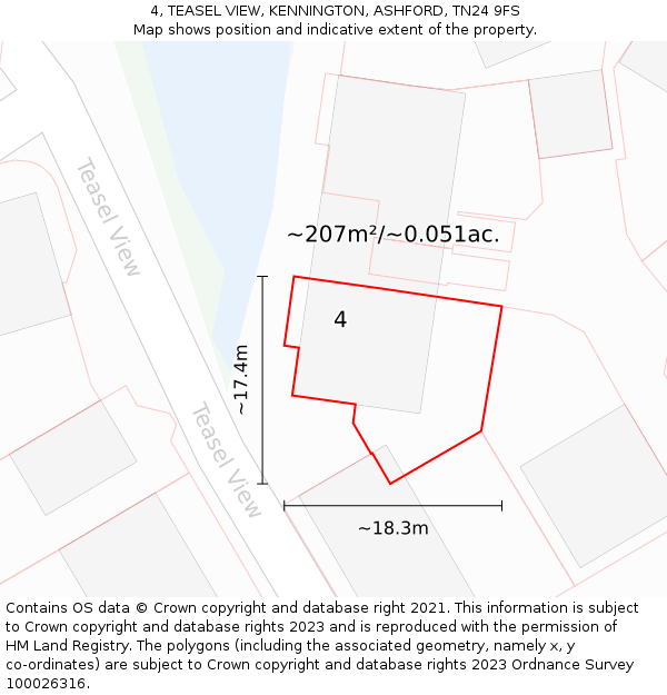 4, TEASEL VIEW, KENNINGTON, ASHFORD, TN24 9FS: Plot and title map