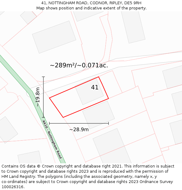 41, NOTTINGHAM ROAD, CODNOR, RIPLEY, DE5 9RH: Plot and title map