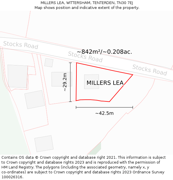 MILLERS LEA, WITTERSHAM, TENTERDEN, TN30 7EJ: Plot and title map