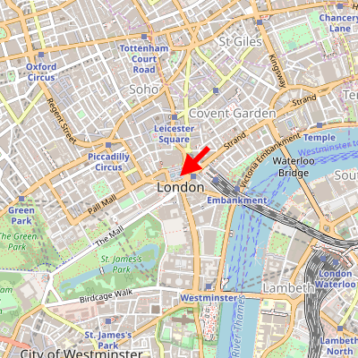 Small scale map showing location of Nelson's Column