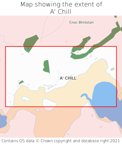 Map showing extent of A' Chill as bounding box