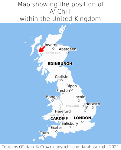 Map showing location of A' Chill within the UK
