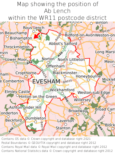 Map showing location of Ab Lench within WR11