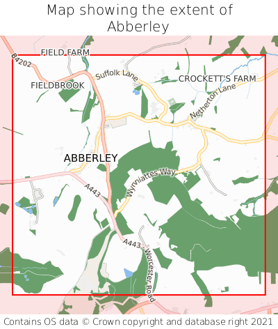 Map showing extent of Abberley as bounding box
