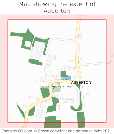 Map showing extent of Abberton as bounding box