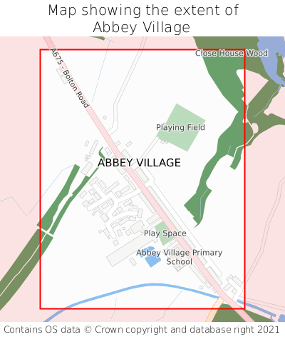 Map showing extent of Abbey Village as bounding box