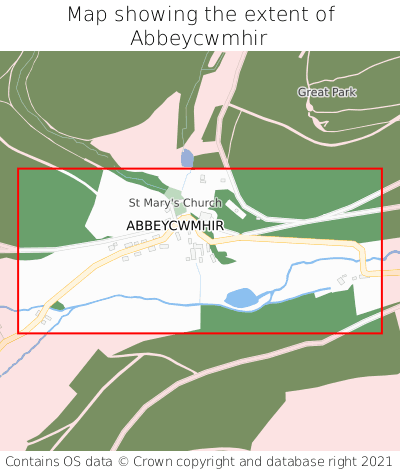 Map showing extent of Abbeycwmhir as bounding box