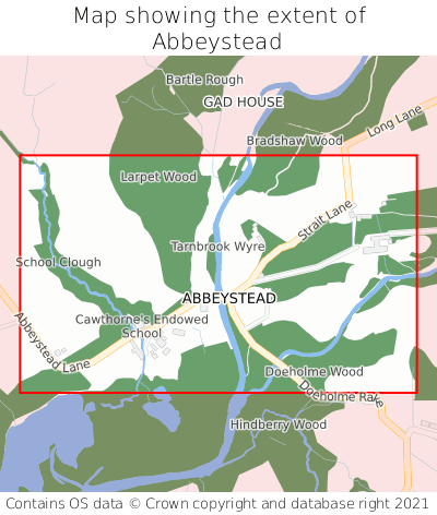 Map showing extent of Abbeystead as bounding box