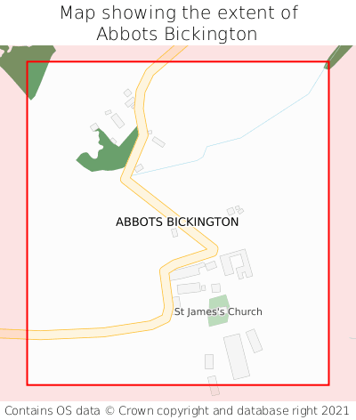 Map showing extent of Abbots Bickington as bounding box