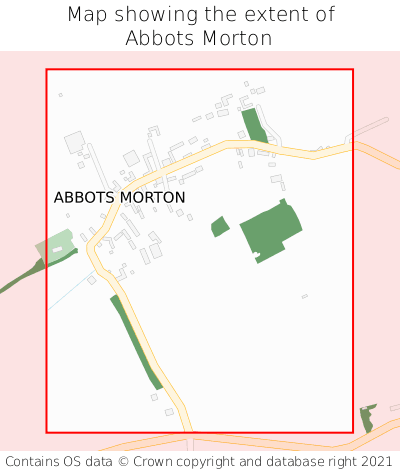 Map showing extent of Abbots Morton as bounding box