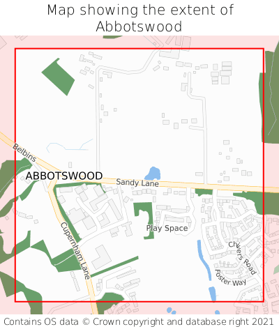 Map showing extent of Abbotswood as bounding box