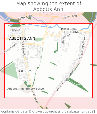 Map showing extent of Abbotts Ann as bounding box
