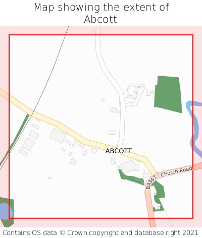 Map showing extent of Abcott as bounding box