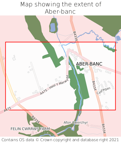 Map showing extent of Aber-banc as bounding box