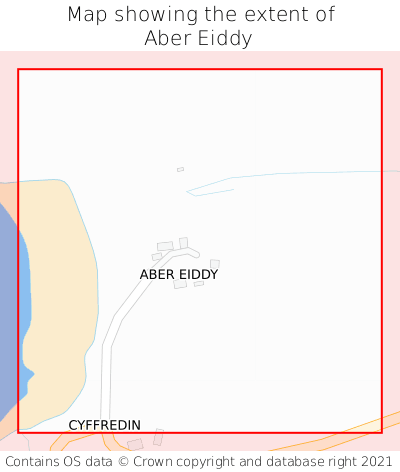 Map showing extent of Aber Eiddy as bounding box