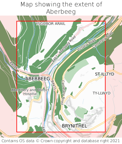 Map showing extent of Aberbeeg as bounding box