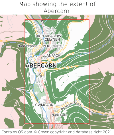Map showing extent of Abercarn as bounding box