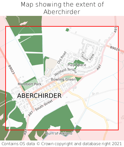 Map showing extent of Aberchirder as bounding box