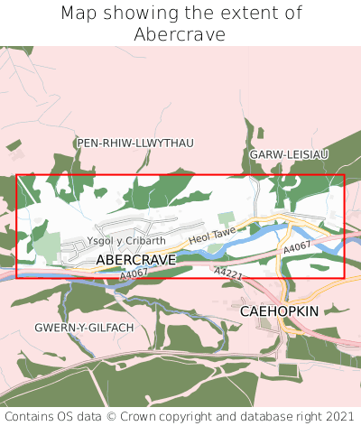 Map showing extent of Abercrave as bounding box