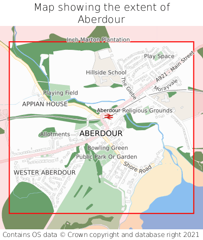 Map showing extent of Aberdour as bounding box
