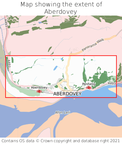 Map showing extent of Aberdovey as bounding box
