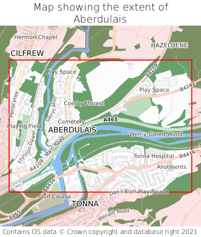 Map showing extent of Aberdulais as bounding box