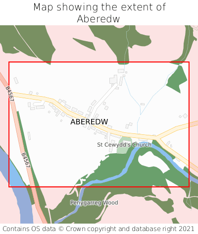 Map showing extent of Aberedw as bounding box