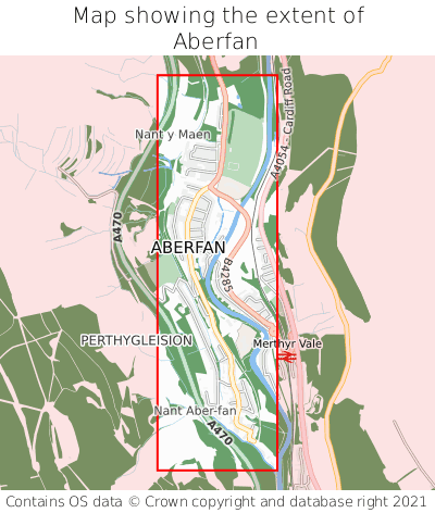 Map showing extent of Aberfan as bounding box