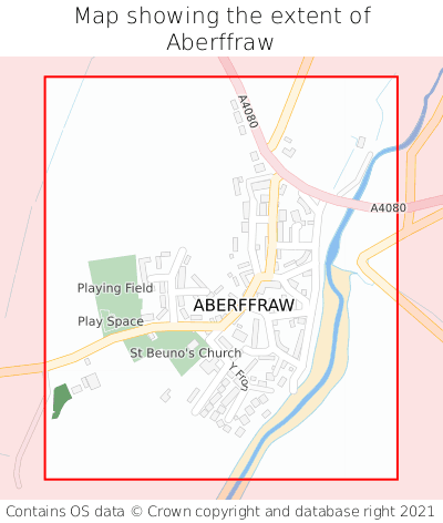 Map showing extent of Aberffraw as bounding box
